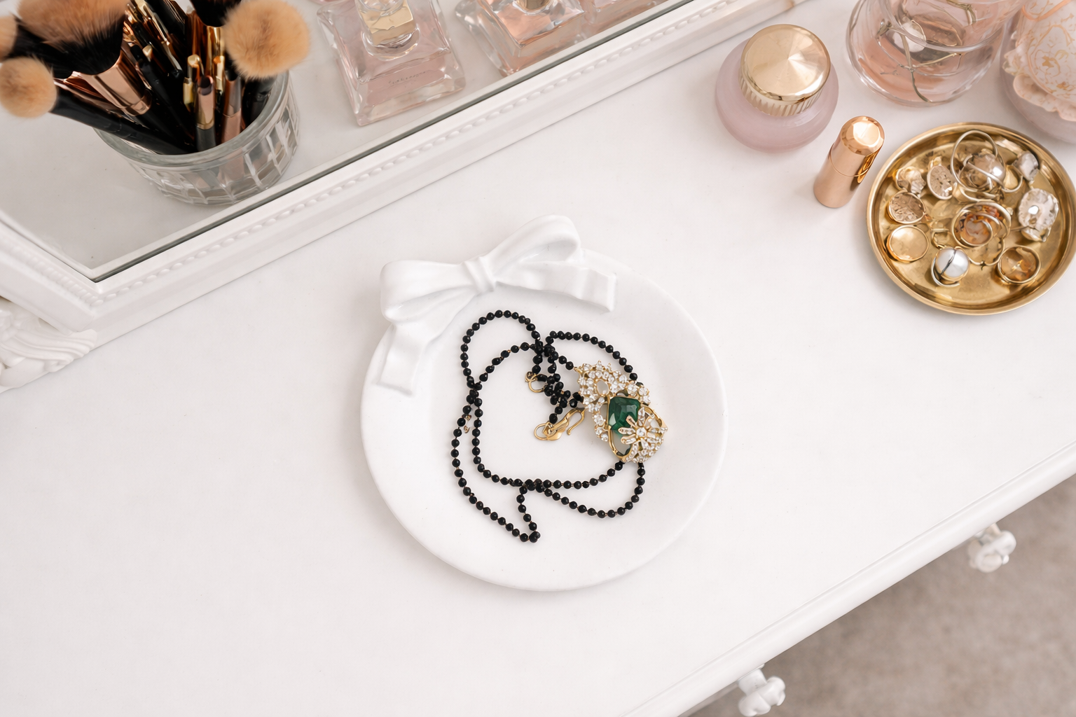 Handmade Concrete Bow Trinket Tray for Jewelry Storage