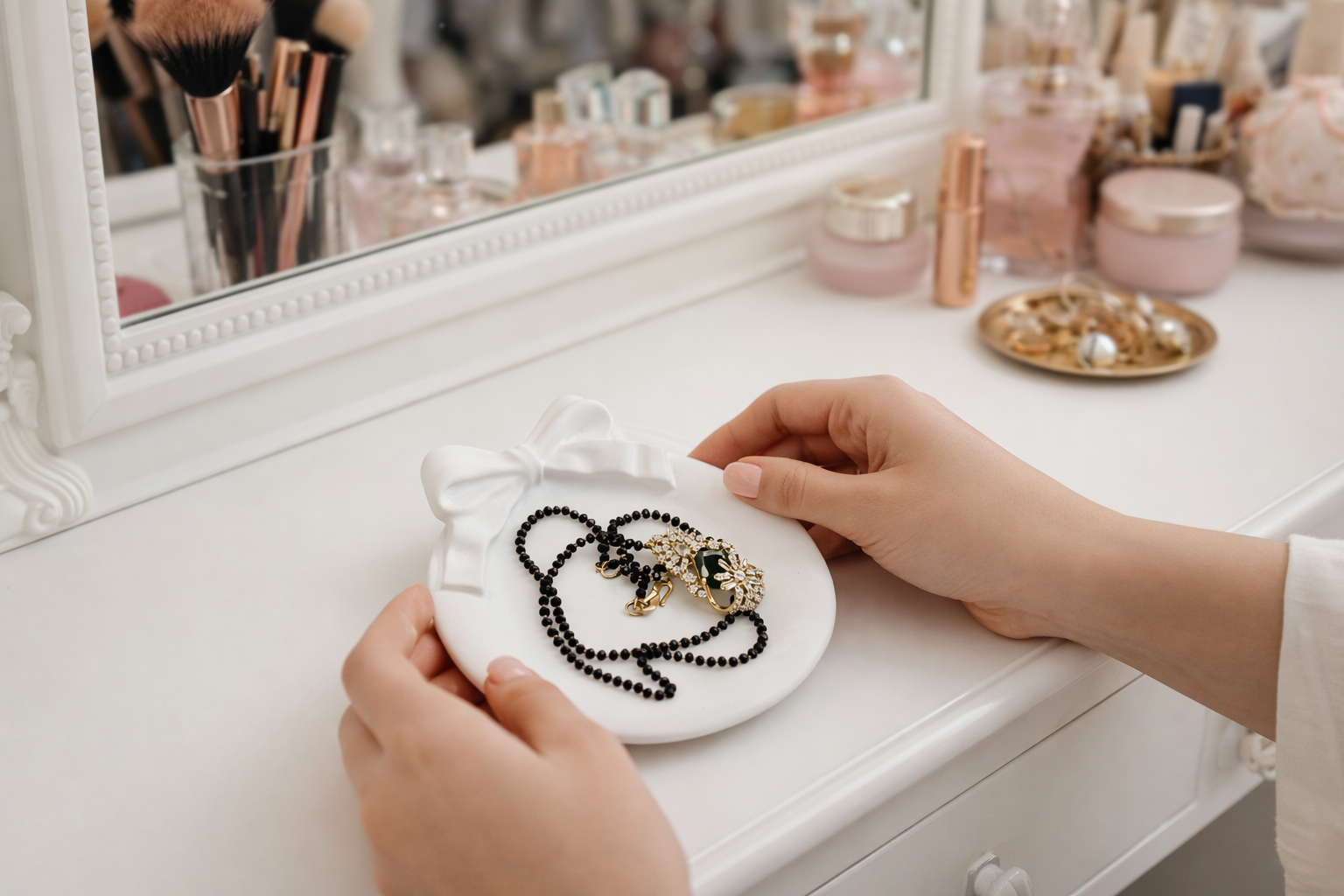 Concrete Bow Trinket Tray – Handmade Jewelry Organizer - Image 2